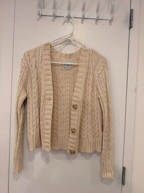 American Eagle Cream Button-Down Cardigan